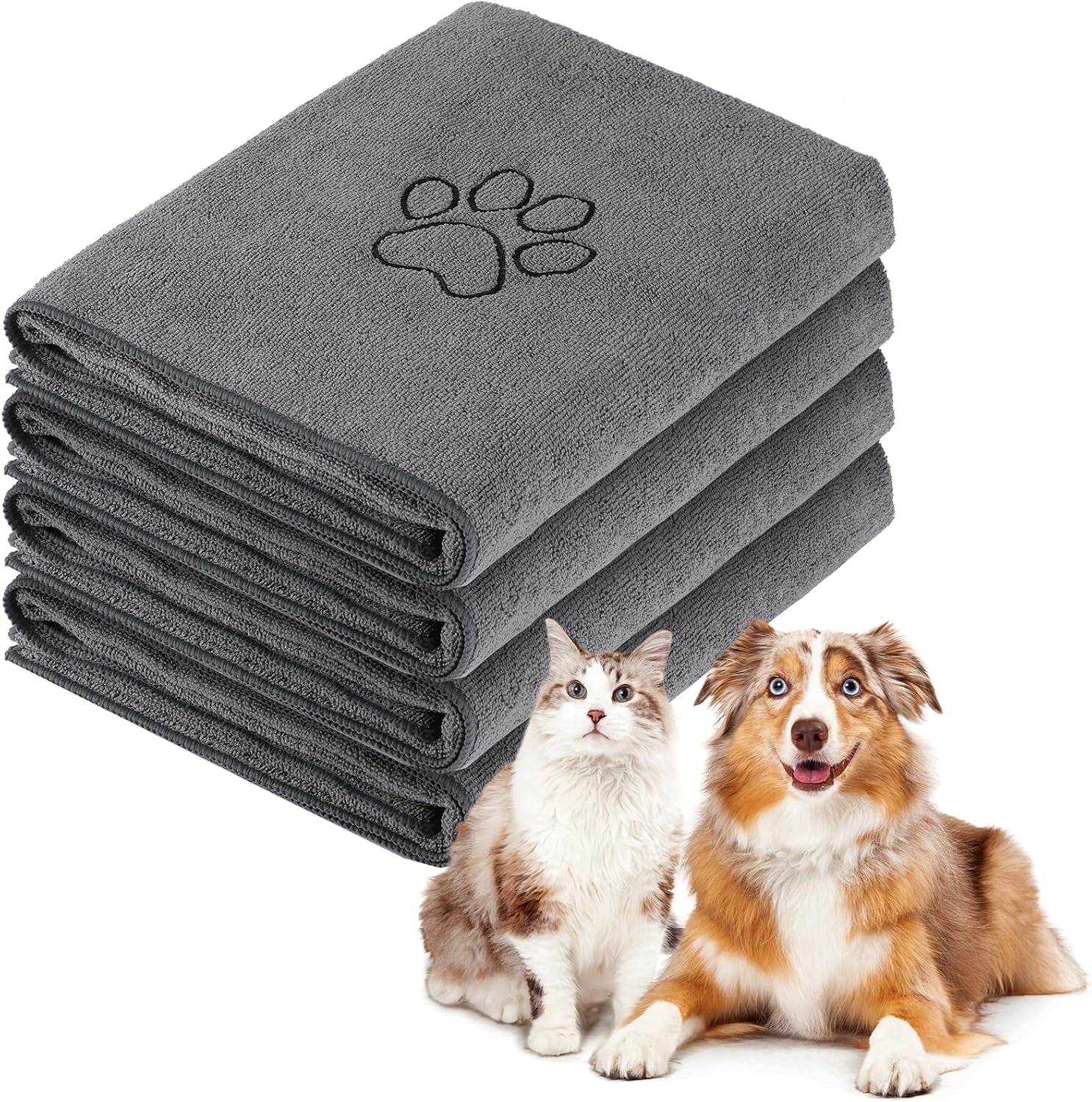 chumia-4-pack-dog-towels-for-drying-large-microfiber-grooming-tools-absorbent-soft-bath-supplies-with-embroidered-paw-for-small-medium-pet-products16-x-32-inch-black