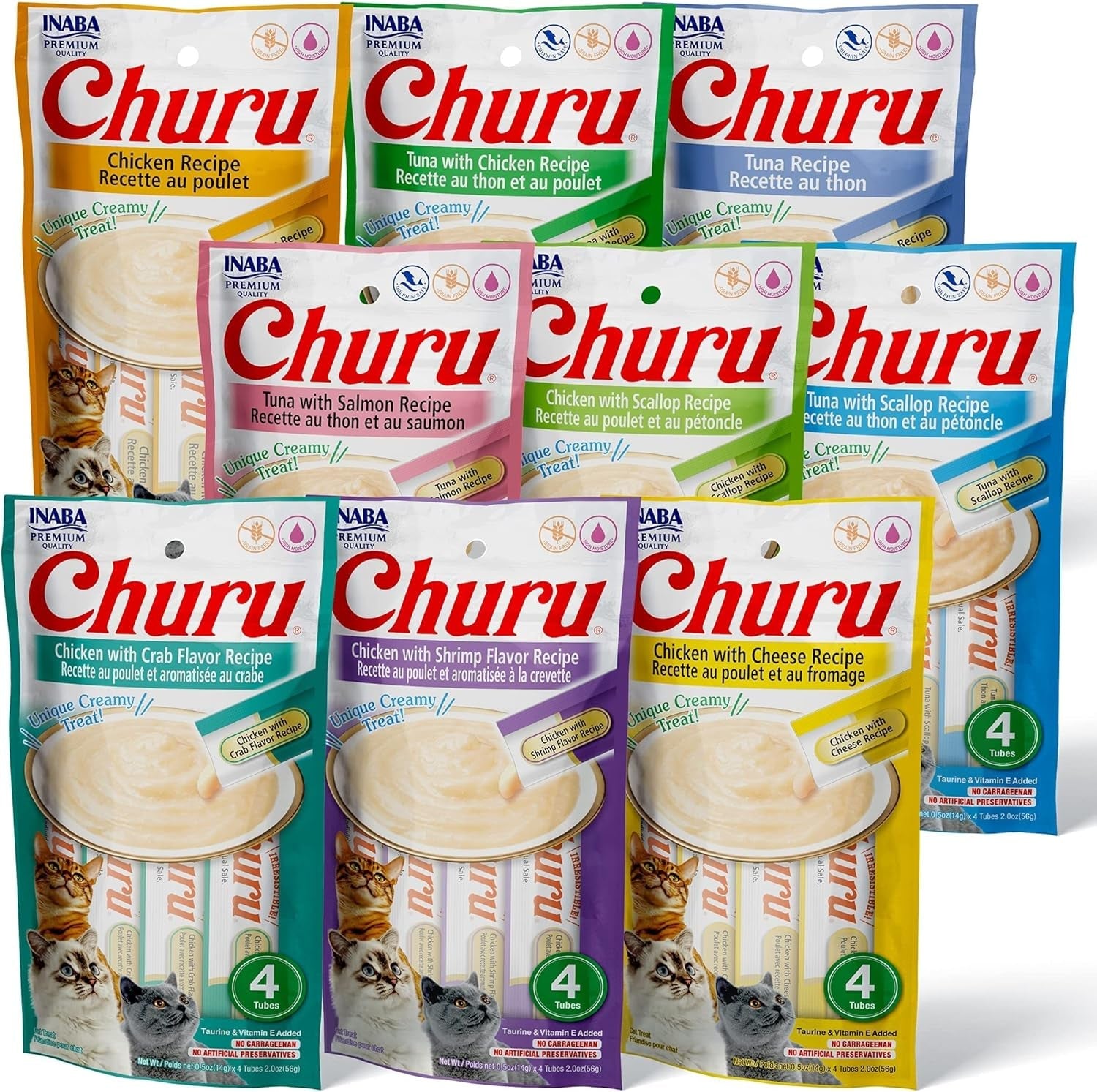 inaba-churu-cat-treats-grain-free-lickable-squeezable-creamy-puree-cat-treat-topper-with-vitamin-e-taurine-0-5-ounces-each-tube-36-tubes-4-per-pack-9-flavor-variety