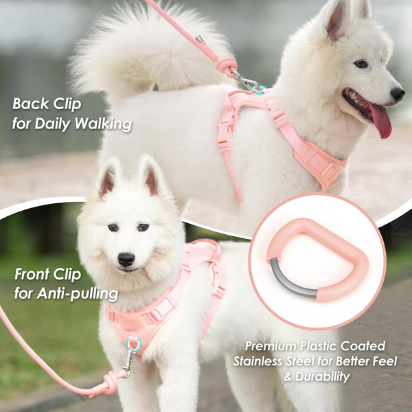 No Pull Dog Harness, Puppy Vest with Front Clip for Small Medium Large Sized Dog(Light Pink,L)3