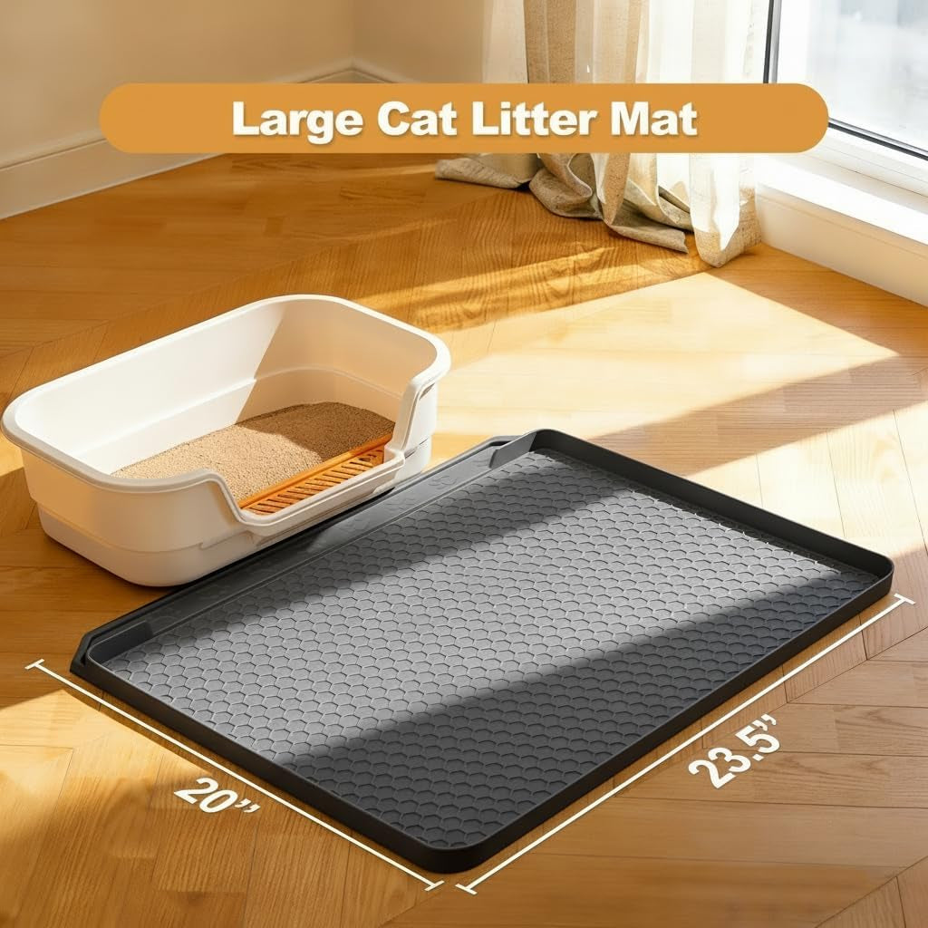 cat-litter-mat-24x20-waterproof-silicone-litter-trapping-mat-for-litter-box-soft-on-kitty-paws-non-slip-easy-to-clean-dark-grey