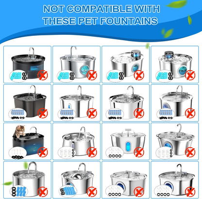 Cat Water Fountain Filters, 20Pack Cat Fountain Replacement Filters for Stainless Steel 108Oz/3.2L& 67Oz/2L Adjustable Water Flow Pet Water Fountain,Dog Water Fountain Filters（10 Filters& 10 Sponges)4