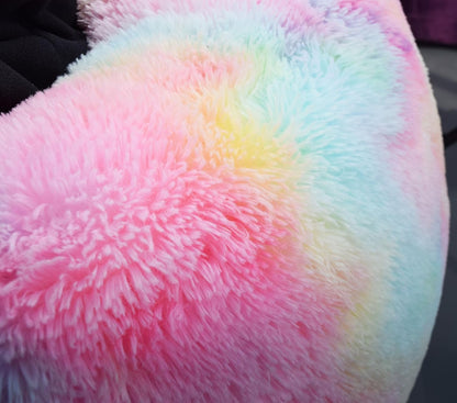 Fluffy Bean Bag Chair for Kids, 2.5FT round Memory Foam Filled Bean Bag for Teens & Kids, Ultra Soft Faux Fur Fabric Bean Bag Chairs for Playroom, Living Room, Bedroom, Rainbow6