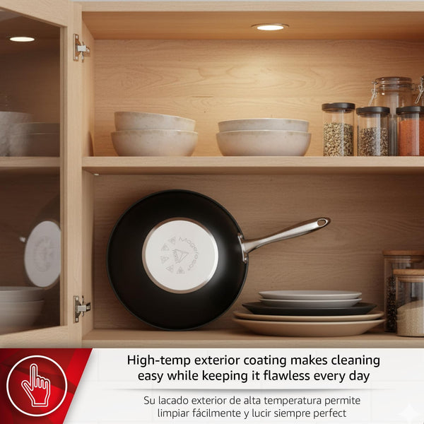 Prisma 11-Inch Stainless Steel Wok with Triple-Layer Nonstick Coating, Induction-Compatible, Oven & Dishwasher Safe, Stir-Fry Pan4