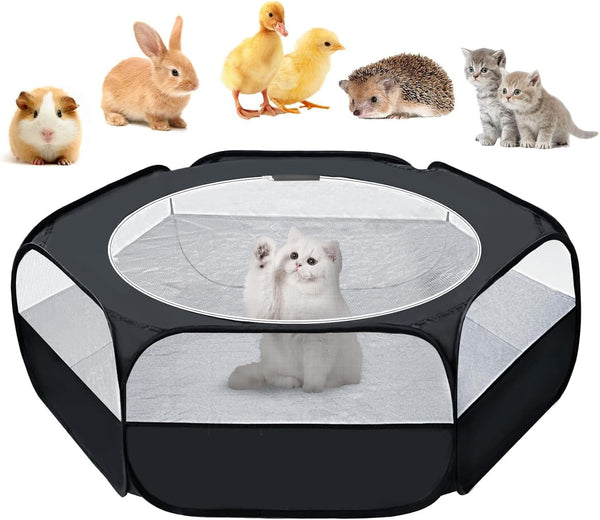 UWE Small Animal Playpen, Waterproof Foldable Pet Playpen, Black | Anti-Escape Exercise Pet Tent, Bite Resistant Breathable Mesh, Leakproof Base, Easy Fold Storage, Indoor Outdoor for Pets1