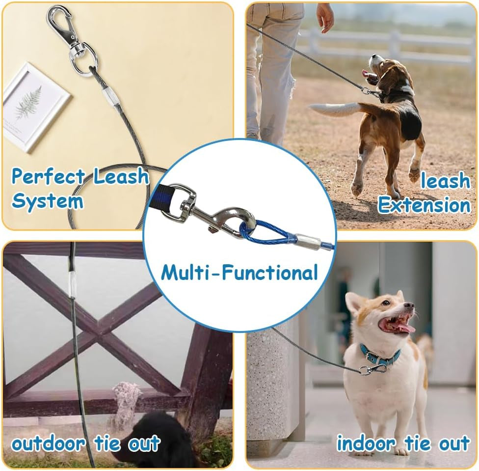 chew-proof-dog-leash-2pack-metal-cable-lead-no-tangle-multiple-dog-leashes-for-small-and-medium-dogs-heavy-duty-leash-extender-for-collars-harnesses2-pack-black-20in-50cm