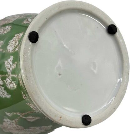 14" Green & White Floral Ceramic Porcelain Ginger Jar Floral Home Décor Jar Urn Shape Vase5