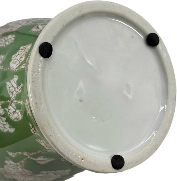 14" Green & White Floral Ceramic Porcelain Ginger Jar Floral Home Décor Jar Urn Shape Vase5
