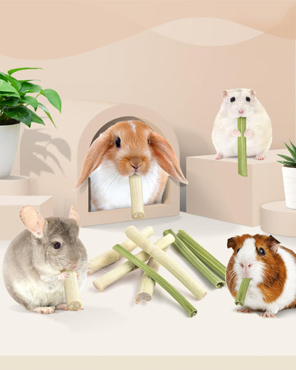 Bissap 40PCS Rabbit Chew Sticks, 20PCS Sweet Bamboo Chew Sticks & 20PCS Papaya Stems Bunny Chews for Rabbit Hamster Chinchilla Guinea Pig Small Animals Natural Molar Treats6