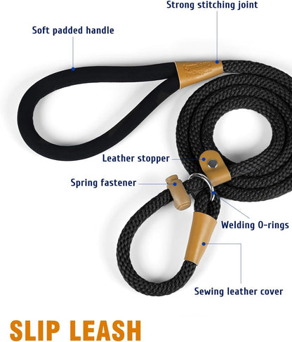 Lynxking Dog Leash Slip Lead 5 6 8 FT Dog Training Leash Strong Heavy Duty Rope No Pull Training Lead Leashes for Dogs3