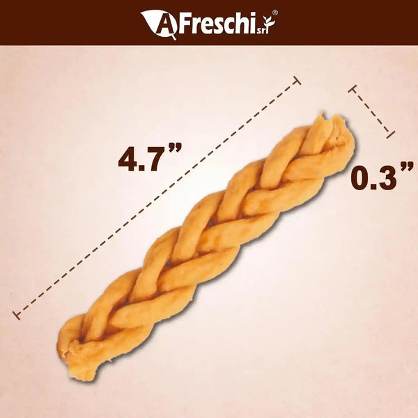 Afreschi Turkey Tendons Dog Treats, Braided Sticks, 3.5 Oz | Rawhide-Free Puppy Chews2