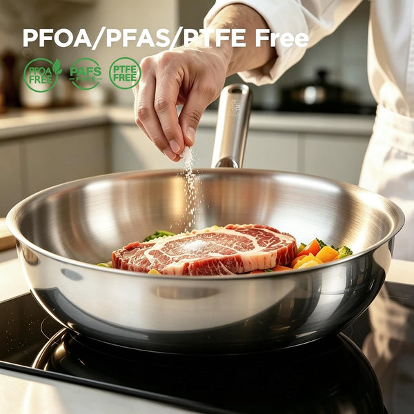 11" Wok Pan with Lid, Stainless Steel Deep Skillet for Stir-Fry | Non-Toxic Uncoated Cookware, Flat Bottom, Oven Safe, Induction Ready, Stay-Cool Handle, 3-Ply Stainless Steel Clad2