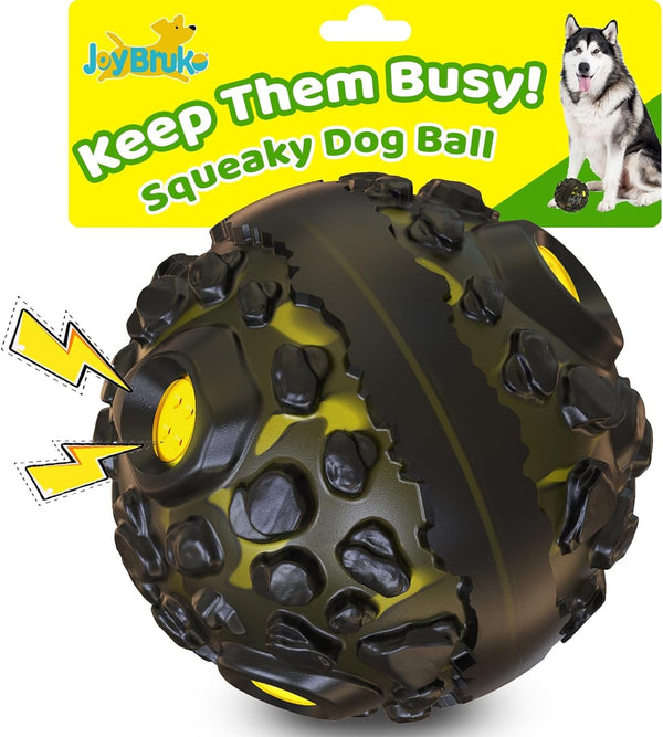 Dog Ball for Aggressive Chewers - Interactive Dog Toy Giggle Balls Fun Squeaky Sound to Keep Them Busy, Durable for Small Medium Large Breeds, Rubber Chew Toys, as Seen on TV, Yellow1