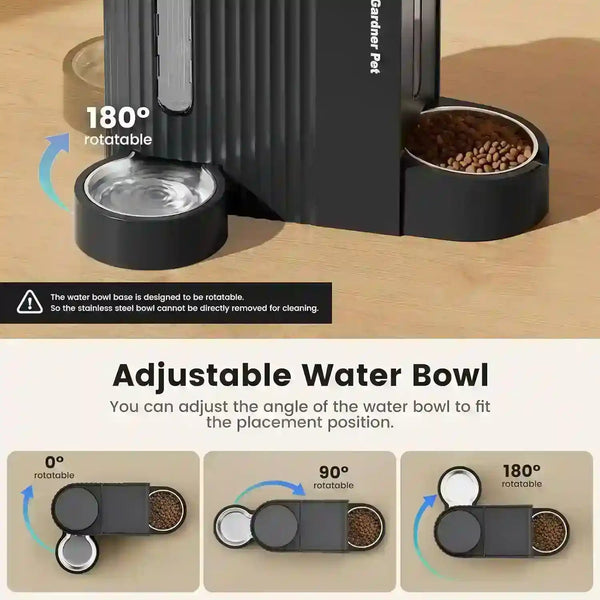 Adjustable 180° rotatable pet water bowl with food feeder, ideal for cats and dogs5