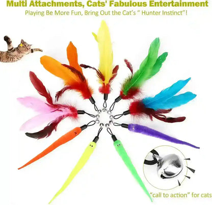 Colorful feather cat toys with bells, perfect for interactive play and stimulating hunter instinct in cats5