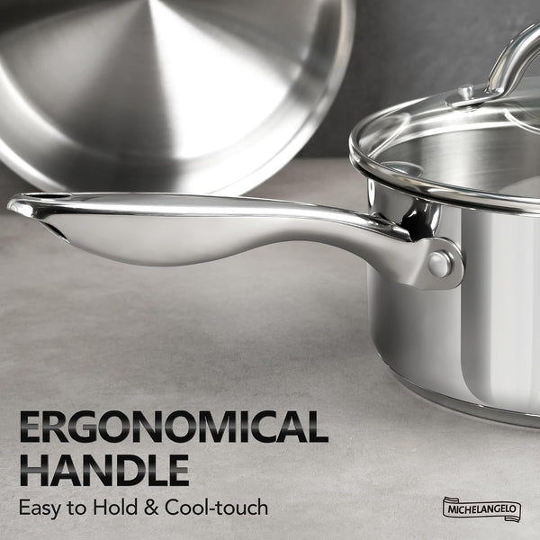 3 Quart Saucepan with Lid, 18/10 Stainless Steel Sauce Pan with Tri-Ply Bottom, 3QT Sauce Pot, Induction Compatible4