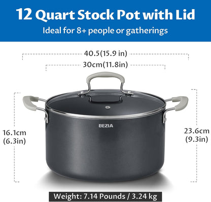 12QT Non Stick Stock Pot with Lid, Ceramic Big Cooking Pot for Soup | Stay-Cool Silicone Handles7