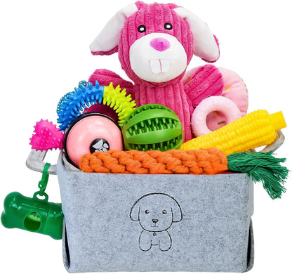 MRSOHRET 20Pcs Puppy Chew Toys for Teething, Dog Chew Toys with Rope Toy, Pet Dog Toothbrush, Treat Balls, Plush Toys and Squeaky Toys for Small Medium Dogs with Basket to Keep Them Busy11
