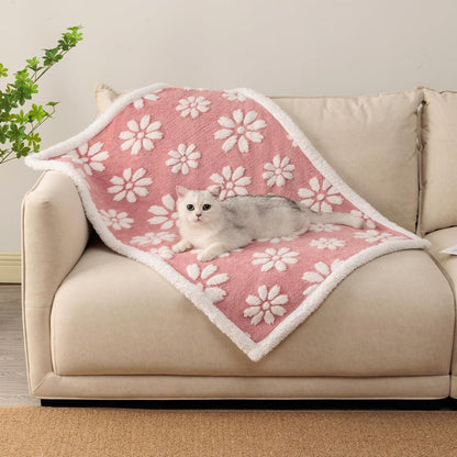 Cute Waterproof Blanket for Dog Cat or Adult, 50"X60", Pink | 3D Textured Flower Pet Blanket for Bed Couch Sofa, Soft Liquid Pee Proof Pet Furniture Protector15