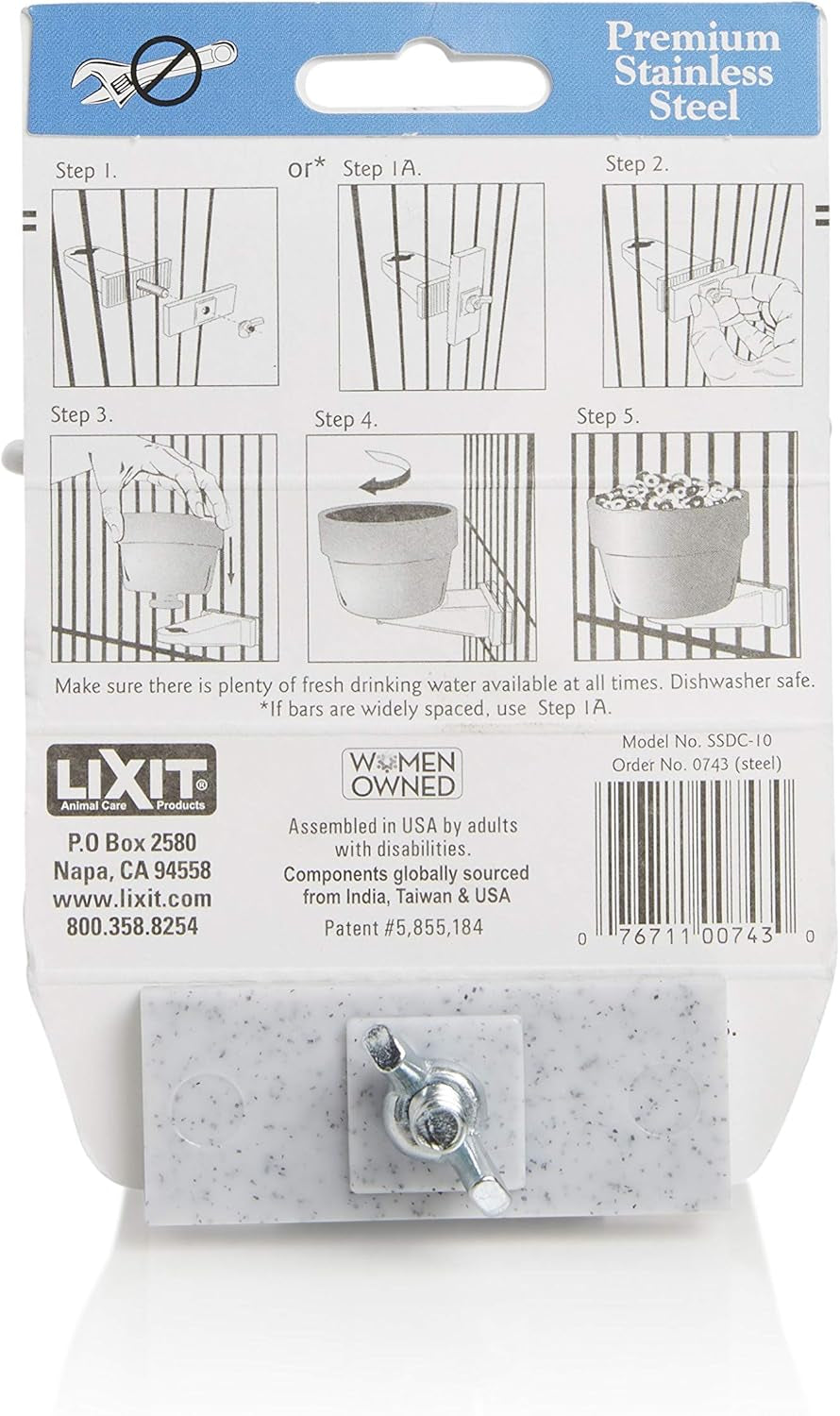 lixit®-stainless-steel-kennel-food-or-water-bowl-non-spill-hanging-removable-crate-bowls-carrier-cage-dish-for-dogs-or-cats-for-feeding-and-drinking-stainless-steel-20-ounce