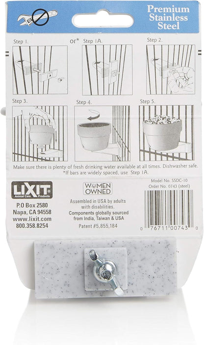 Lixit® Stainless Steel Kennel Food or Water Bowl - Non Spill Hanging Removable Crate Bowls - Carrier Cage Dish for Dogs or Cats for Feeding and Drinking (Stainless Steel, 20 Ounce)3