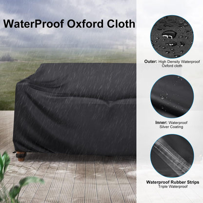 2-Seater Outdoor Patio Sofa Cover Waterproof 60"W×34"D×30"H Black | Outdoor Couch Cover, Heavy-Duty All-Weather Protection from Rain and UV for Outdoor Patio Furniture; Fits Sofa and Loveseat5