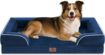 Comfort Expression Orthopedic Dog Bed for Extra Large Dogs with Bolster | Waterproof Dog Couch Bed with Washable Cover & Non-Slip Bottom, Supportive Egg Crate Foam XL Pet Bed, 42X30 Inch22
