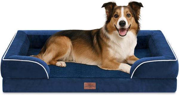 Comfort Expression Orthopedic Dog Bed for Extra Large Dogs with Bolster | Waterproof Dog Couch Bed with Washable Cover & Non-Slip Bottom, Supportive Egg Crate Foam XL Pet Bed, 42X30 Inch22