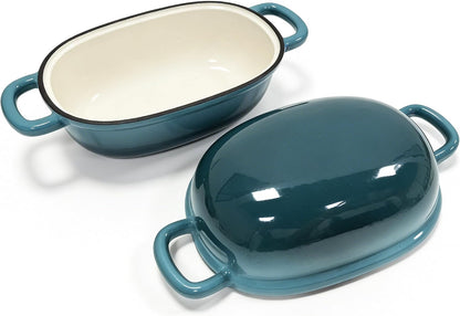 Enamelled Cast Iron Bread Loaf Pot, Non Stick Dutch Oven for Sourdough Bread Baking, Oven Safe (Peacock Blue, 3 Quarts)4