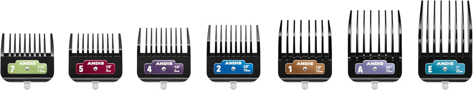 andis-562014-premium-clip-animal-comb-set-built-with-plastic-includes-7-color-coded-combs-of-different-sizes-metal-clip-to-attach-comb-fits-ultra-edge-ceramic-edge-blades-multicolor