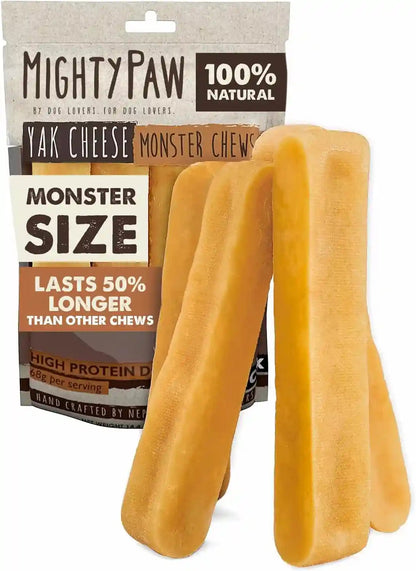 Mighty Paw Yak Chews, Long Lasting Hard Chew for Large Dogs, 4 Pack | Milk, Salt & Lime Juice, Grain-Free, Lactose-Free, Odor-Free, 68G Protein per Stick, Aggressive Chewers, Puppy Teething16