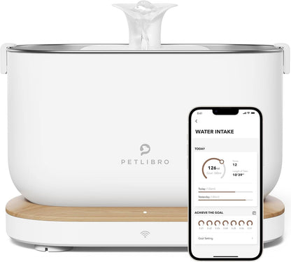 PETLIBRO Cat Water Fountain, App Monitoring Pet Fountains for Cats Indoor with Stainless Steel Tray, 2.5L/84Oz Dockstream Automatic Water Dispenser for Drinking, 2.4G Wi-Fi Smart Bowl Inside1