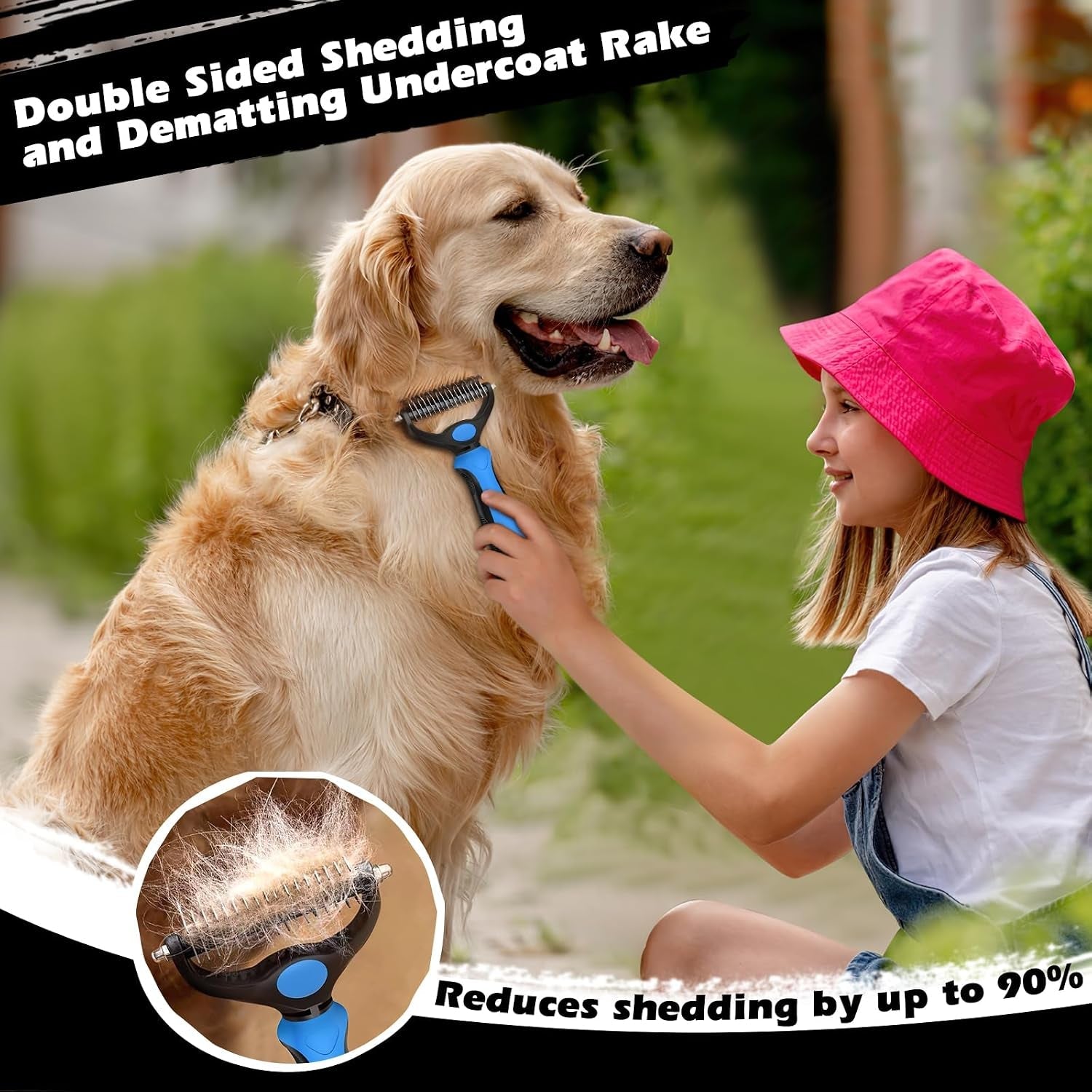 professional-3pcs-self-cleaning-slicker-brush-pet-grooming-rake-flea-comb-for-dogs-cats-and-horses-double-sided-dematting-comb-skin-friendly-deshedding-grooming-tool-pet-supplies-blue