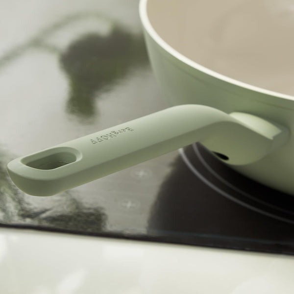 Leo Balance Ceramic Nonstick Wok Pan & Glass Lid, 12.75" 6.2Qt | Induction Compatible Flat Bottom Recycled Aluminum Stir Fry Pan, PFAS & PTFE Free, Stay Cool Helper Handle, Sage Green5