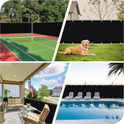 Icover 4X50Ft Privacy Screen Fence, Outdoor Fencing Panels, Garden Windscreen Mesh Shade Sail Net Barrier, Include Reinforced Bindings and Brass Grommets Cable Zip Ties, Black6