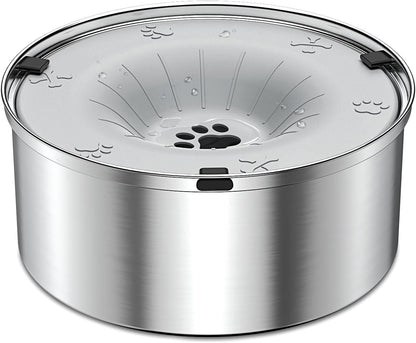 SCHITEC Dog Water Bowl No Spill 40Oz/1.2L Slow Drinking Anti-Splash Stainless Steel Dog Bowl with Floating Disk, Spill Proof Pet Travel Water Dispenser for Sloppy Messy Drinkers(Light Gray)1