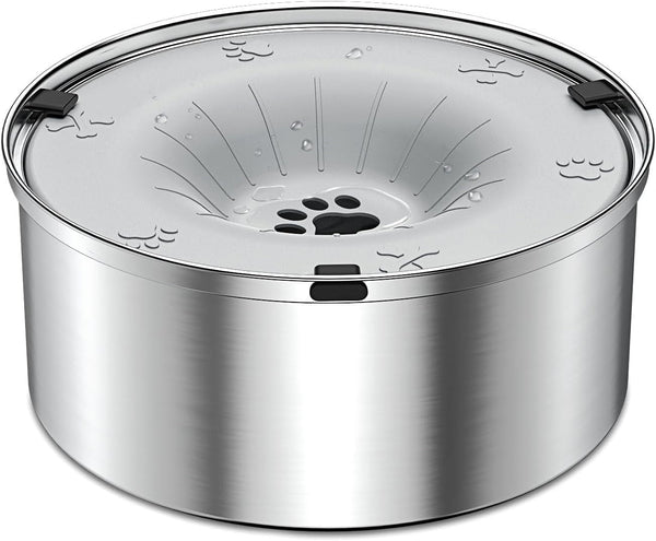SCHITEC Dog Water Bowl No Spill 40Oz/1.2L Slow Drinking Anti-Splash Stainless Steel Dog Bowl with Floating Disk, Spill Proof Pet Travel Water Dispenser for Sloppy Messy Drinkers(Light Gray)1