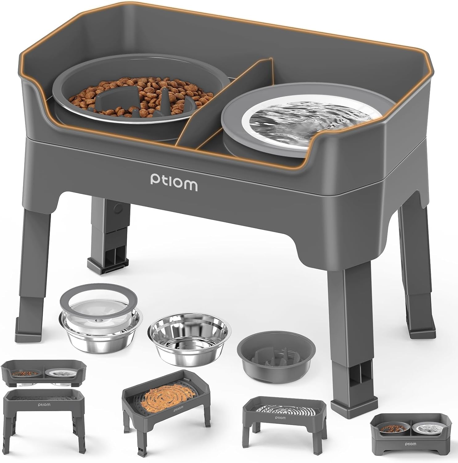 4-in-1-elevated-slow-feeder-dog-bowls-4-height-adjustable-mess-proof-raised-dog-bowl-stand-with-no-spill-dog-water-bowl-stainless-steel-dog-food-bowl-slow-feeder-for-large-medium-small-dogs-pets