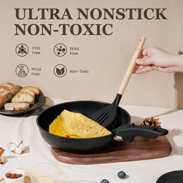 Nonstick Pots and Pans Set 24 Pack - Kitchen Cookware Set with Detachable/Removable Handle - Cooking Pans Set with Frying Pans, Egg Pan - Stackable, Oven Safe, Induction Ready3