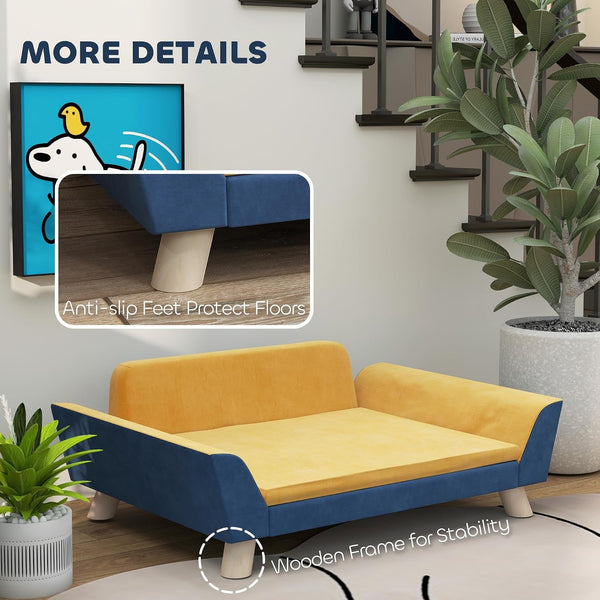 Pawhut Dog Sofa Bed, Pet Couch for Small Dogs with Soft Cushion, Removable Washable Cover, Elevated Dog Bed Couch with Anti-Slip Foot Pads, Orange | Pet Sofa, Removable Washable Cover, Elevated Pet Bed Couch, Anti-Slip Foot Pads5