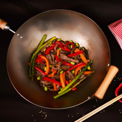 JOYCE CHEN Classic Series 14-Inch Carbon Steel Wok with Birch Handles8