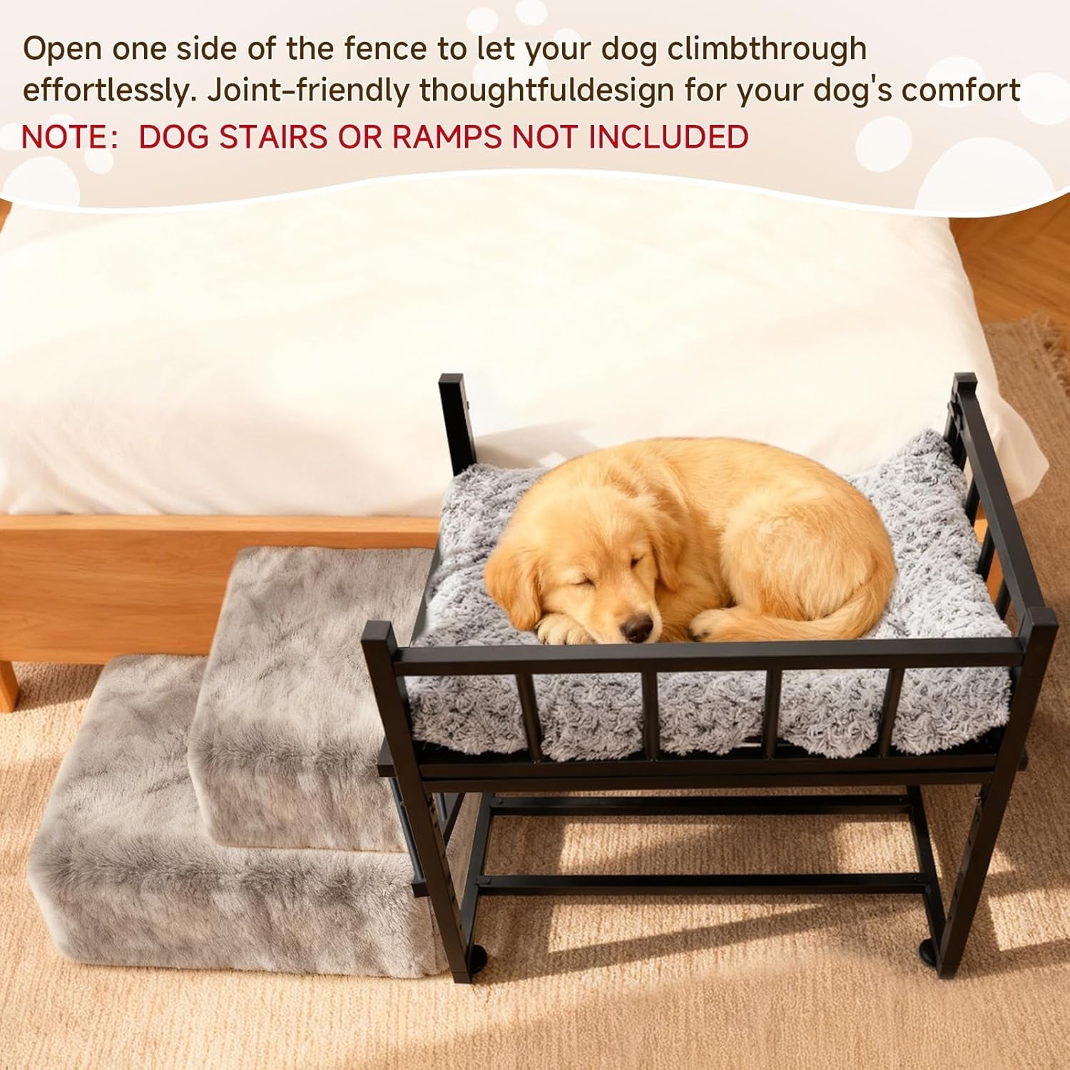 beside-dog-bed-and-mattress-set-metal-three-sided-fence-pet-dogs-bed-frame-adjustable-height-dogs-bed-extension-attachment-for-human-bed-for-small-medium-puppy25-5l-x-17-7w