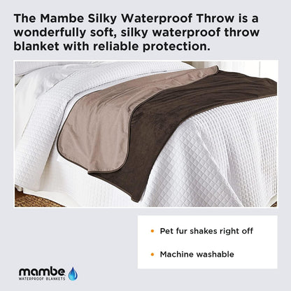 Silky Waterproof Throw for Protecting Furniture Bed Couch from Stains Caused by Dogs, Cats, Incontinence. Soft, Washable, Reversible (Size Small 2Pack 30X35 Inches, Color Chocolate/Cappuccino)2