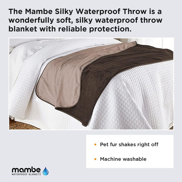 Silky Waterproof Throw for Protecting Furniture Bed Couch from Stains Caused by Dogs, Cats, Incontinence. Soft, Washable, Reversible (Size Small 2Pack 30X35 Inches, Color Chocolate/Cappuccino)2