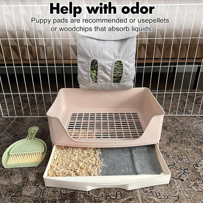 Large Rabbit Litter Box Bunny Litter Box, Potty Training for Rabbits Litter Pan with Drawer, Rabbit Bedding Toilet for Adult Guinea Pig, Ferret, Bunny and Other Animals (Brown)6