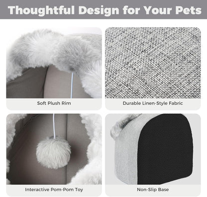 Avont Cat Bed Cave for Indoor Cats, Semi-Enclosed with Washable Cushion | Anti-Slip Bottom, Warm Plush, for Kittens & Small Dogs under 10 Lbs (M)4