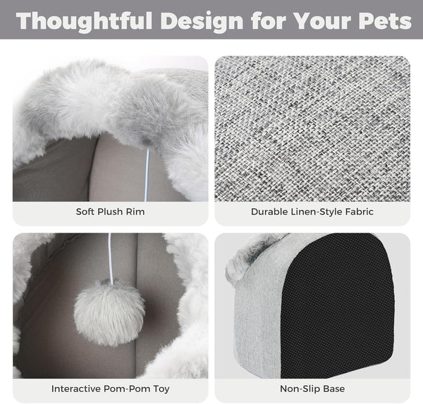 Avont Cat Bed Cave for Indoor Cats, Semi-Enclosed with Washable Cushion | Anti-Slip Bottom, Warm Plush, for Kittens & Small Dogs under 10 Lbs (M)4