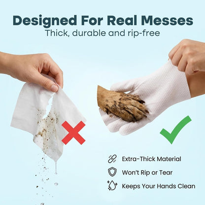Uproot Clean Pet Grooming Gloves: Deodorizing & Grooming, 1-Month Supply | Extra-Thick Cat & Dog Wipe for Clean Paws, Eyes, Ears, Butt & Body, Lick-Safe. Mess-Free - Removing Tough Dirt, Odor, Oils2