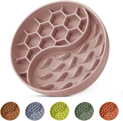 Slow Feeder Dog Bowls, Silicone Pet Food Bowls with Suction Cups, Non-Slip Dog Feeding Slow down Pet Eating Speed for Fast Eaters, Anxiety Relief & Fun Added (Pink)1