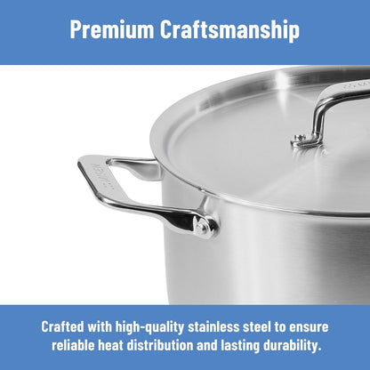 5-Ply Stainless Steel Stockpot – Large Cooking Pot for Boiling, Simmering & Stewing - Consistent, Even Heating - Durable, Dishwasher Safe – Oven-Safe to 800F, Induction Ready - 8 QT7