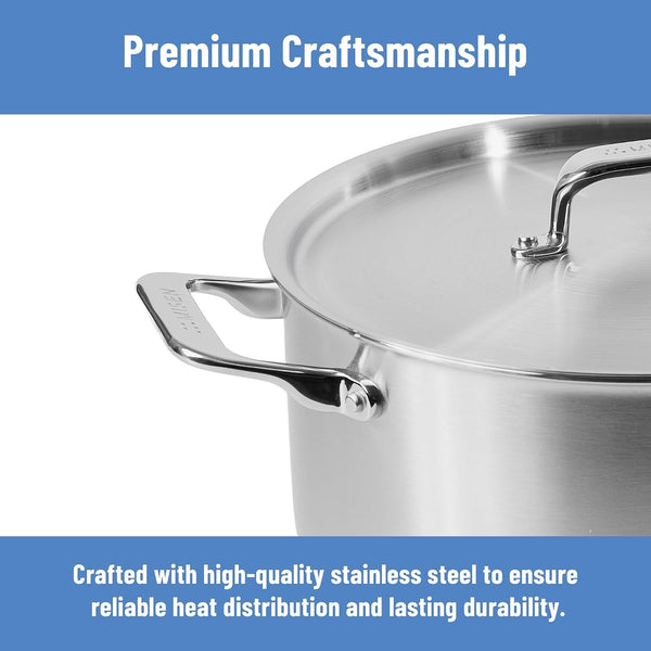 5-Ply Stainless Steel Stockpot – Large Cooking Pot for Boiling, Simmering & Stewing - Consistent, Even Heating - Durable, Dishwasher Safe – Oven-Safe to 800F, Induction Ready - 8 QT7